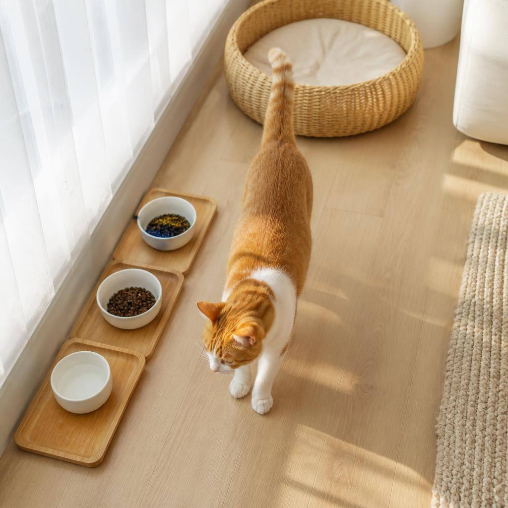 고양이 식사 습관과 하루 루틴 살펴보기, 사료 시간과 이동 흐름 비교하기 관련 고양이 사진 1