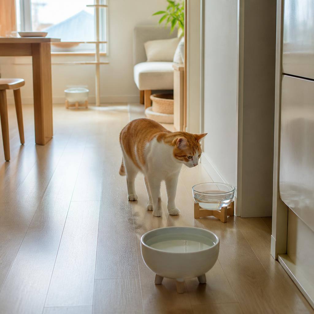 고양이 물그릇 위치별 이용 차이 비교하기, 이동 동선에 따라 선택이 달라질까요? 관련 고양이 사진 1