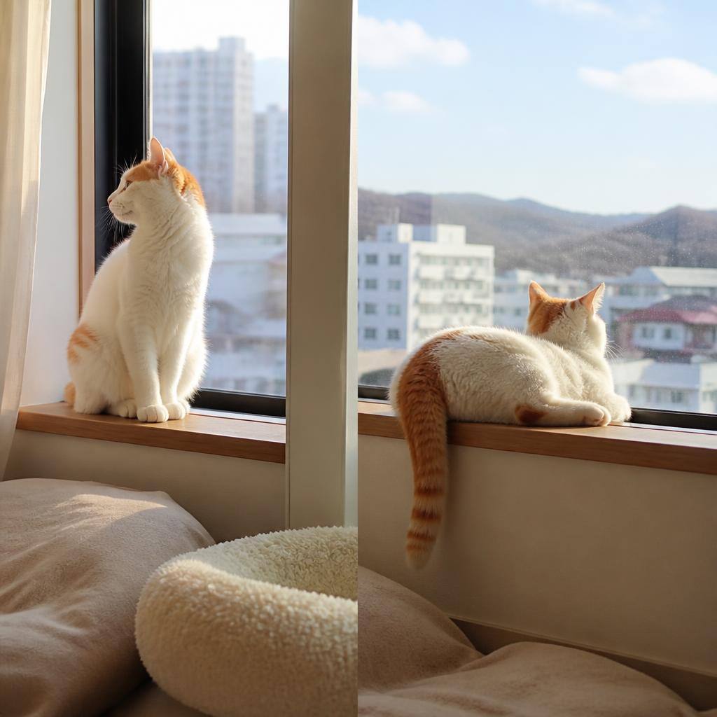 고양이 창밖 구경할 때 오래 머무는 시간대, 창가 자세가 달라지는 순간 관련 고양이 사진 1