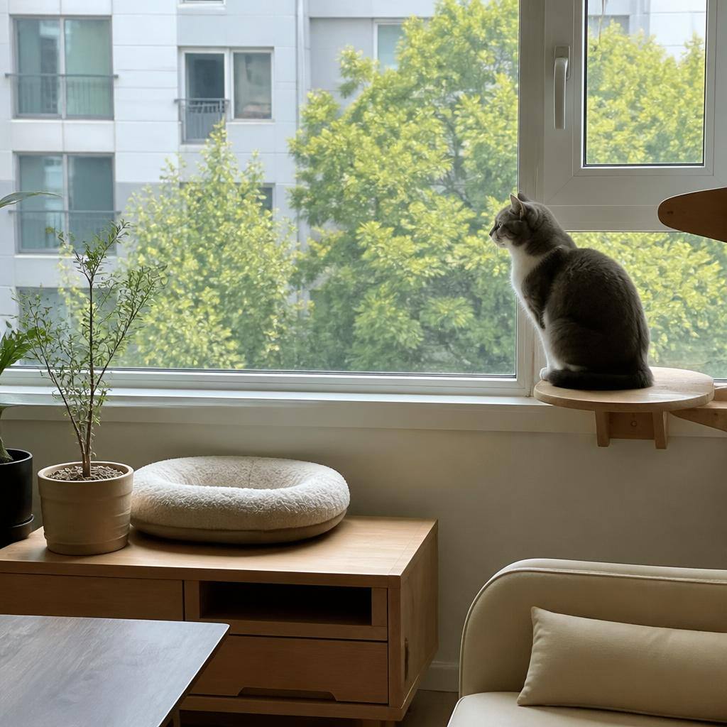 고양이 창가 자리를 만들 때 높이와 거리를 보는 법 관련 고양이 사진 3